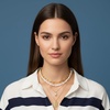 image:imageNautica Simulated Pearl Rhinestone Dog Tag Necklace Set for Women 14K Yellow Gold Plated Alloy 17  23 Inches