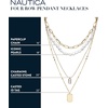 image:imageNautica Simulated Pearl Rhinestone Dog Tag Necklace Set for Women 14K Yellow Gold Plated Alloy 17  23 Inches