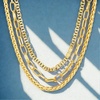 image:imageNautica Three Row Layered Necklace for Women Mariner Wheat Paperclip Chain