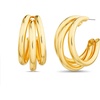 image:imageNautica 29 mm Triple Hoop Earrings for Women 14K Yellow Gold Plated Alloy