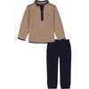 image:imageNautica Boys 2 Pc 12 Zip and Fleece Pant SetAppa Tan HeatherNavy Blazer