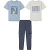 image:imageNautica Boys 3 Pc Two Tee Pant SetFarina HeatherCeruleanVintage Indigo