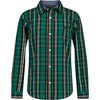 image:imageNautica Boys Long Sleeve Woven ButtonDown Shirt Comfortable Classic FitEvergreen Check Plaid