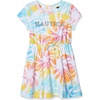 image:imageNautica Girls Short Sleeve Jersey Tee Dress with Elastic Cinched Waist Fun Designs amp ColorsWhite Sunburst Tie Dye