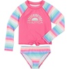 image:imageNautica Girls Twopiece Rashguard Swimsuit Set UPF 50 Sun Protection QuickDry Bathing SuitPink Sunset