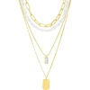 image:imageNautica Simulated Pearl Rhinestone Dog Tag Necklace Set for Women 14K Yellow Gold Plated Alloy 17  23 Inches