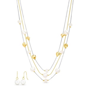 image:imageNautica Beaded Station Necklace Earring Set for Women Simulated Pearl