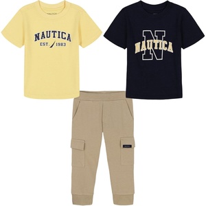 image:imageNautica Boys 3 Pc Two Tee Pant SetNavy BlazerPopcornWhite Pepper
