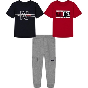image:imageNautica Boys 3 Pc Two Tee Pant SetRacing RedNavy BlazerGranite Heather
