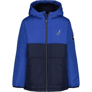 image:imageNautica Boys Heavyweight Hooded Bubble Jacket With Polar Fleece LiningColorblock Galaxy Blue