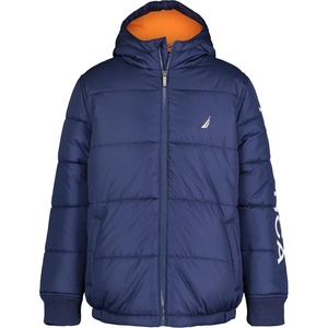 image:imageNautica Boys Heavyweight Hooded Bubble Jacket With Polar Fleece LiningJ NavyOrange