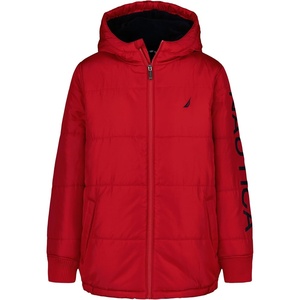 image:imageNautica Boys Heavyweight Hooded Bubble Jacket With Polar Fleece LiningTango RedNavy