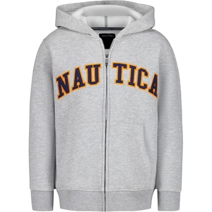 image:imageNautica Boys Long Sleeve Fleece Full Zip Hoodie Comfortable Relaxed FitArched Logo Grey Heather