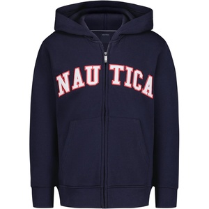 image:imageNautica Boys Long Sleeve Fleece Full Zip Hoodie Comfortable Relaxed FitArched Logo Navy Seas