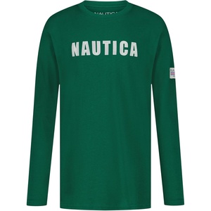 image:imageNautica Boys Long Sleeve Screen Print Graphic TShirtChain Stitch Evergreen