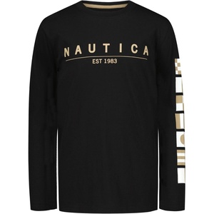 image:imageNautica Boys Long Sleeve Screen Print Graphic TShirtSleeve Flags Black