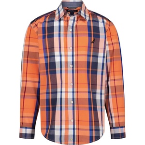 image:imageNautica Boys Long Sleeve Woven ButtonDown Shirt Comfortable Classic FitAutumn Plaid Persimmon