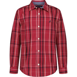 image:imageNautica Boys Long Sleeve Woven ButtonDown Shirt Comfortable Classic FitRio Red Thin Plaid
