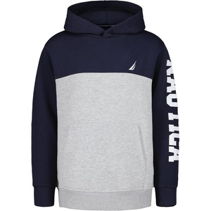 image:imageNautica Boys Pullover Fleece Hoodie SweatshirtColor Block Navy SeasGrey