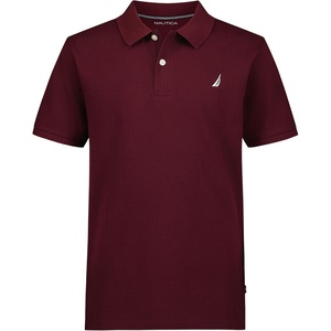 image:imageNautica Boys Short Sleeve Anchor Polo Button Closure Soft amp Comfortable Pique FabricBurgundy
