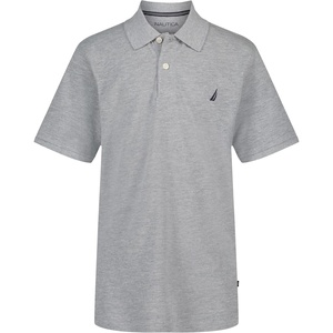 image:imageNautica Boys Short Sleeve Anchor Polo Button Closure Soft amp Comfortable Pique FabricGrey Heather