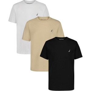 image:imageNautica Boys Short Sleeve Crew Neck TShirt 3Pack Soft Comfortable Relaxed FitBlackWhiteIrish Cream