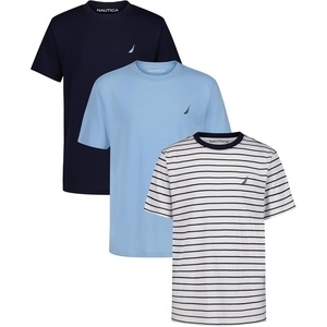 image:imageNautica Boys Short Sleeve Crew Neck TShirt 3Pack Soft Comfortable Relaxed FitNavy Seas StripeNavy SolidBlue Bell