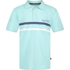 image:imageNautica Boys Short Sleeve Fashion Polo Button Closure Soft amp ComfortableDouble Stripe Blue Tinted