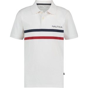 image:imageNautica Boys Short Sleeve Fashion Polo Button Closure Soft amp ComfortableDouble Stripe White