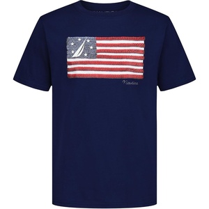 image:imageNautica Boys Short Sleeve JClass Logo Crew Neck TShirt Soft Comfortable Relaxed FitAmerican Flag Blueprint