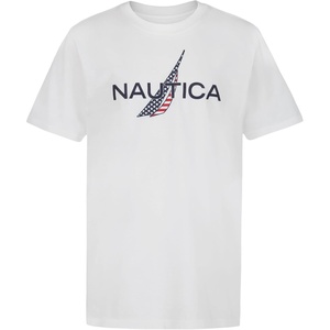 image:imageNautica Boys Short Sleeve JClass Logo Crew Neck TShirt Soft Comfortable Relaxed FitAmericana Bright White