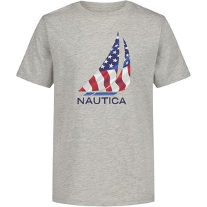 image:imageNautica Boys Short Sleeve JClass Logo Crew Neck TShirt Soft Comfortable Relaxed FitJclass Flag Grey Heather