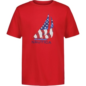 image:imageNautica Boys Short Sleeve JClass Logo Crew Neck TShirt Soft Comfortable Relaxed FitJclass Flag High Risk Red