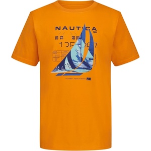 image:imageNautica Boys Short Sleeve JClass Logo Crew Neck TShirt Soft Comfortable Relaxed FitPainterly Jclass Tangerine