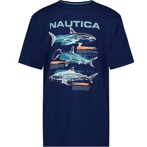 image:imageNautica Boys Short Sleeve JClass Logo Crew Neck TShirt Soft Comfortable Relaxed FitShark Map Estate Blue