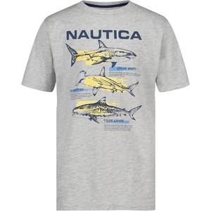image:imageNautica Boys Short Sleeve JClass Logo Crew Neck TShirt Soft Comfortable Relaxed FitShark Map Lt Grey Heather
