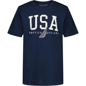 image:imageNautica Boys Short Sleeve JClass Logo Crew Neck TShirt Soft Comfortable Relaxed FitTeam Usa Yale Blue