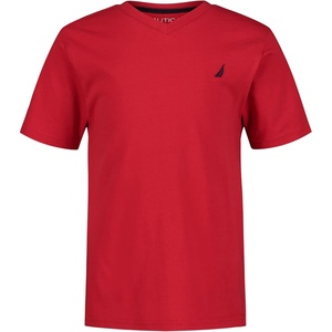 image:imageNautica Boys Short Sleeve Solid VNeck TShirt Soft Comfortable Relaxed FitCarmine