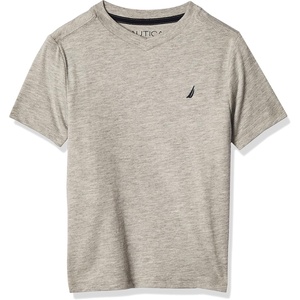 image:imageNautica Boys Short Sleeve Solid VNeck TShirt Soft Comfortable Relaxed FitGrey Heather