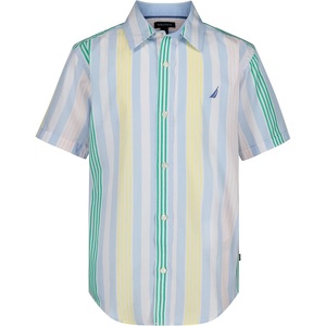 image:imageNautica Boys Short Sleeve Woven ButtonDown Shirt Light Weight amp BreathableCashmere Blue Resort Stripe