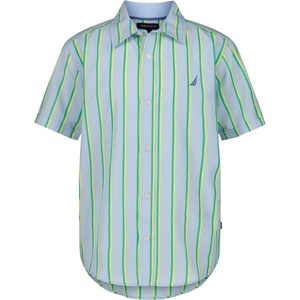 image:imageNautica Boys Short Sleeve Woven ButtonDown Shirt Light Weight amp BreathableCashmere Blue Thin Stripe