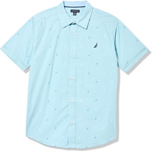 image:imageNautica Boys Short Sleeve Woven ButtonDown Shirt Light Weight amp BreathableJclass Aop Beachball Blue