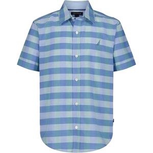 image:imageNautica Boys Short Sleeve Woven ButtonDown Shirt Light Weight amp BreathableSpring Check Blue Tint