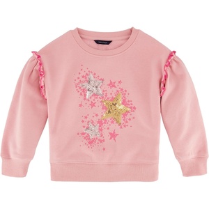 image:imageNautica Girls Fleece Popover Crewneck SweatshirtPink Dolphin Star