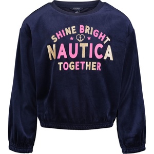 image:imageNautica Girls Fleece Popover Crewneck SweatshirtVelour Peacoat