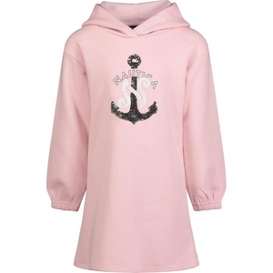 image:imageNautica Girls Long Sleeve Fleece Sweatshirt DressCoral Blush Sequin