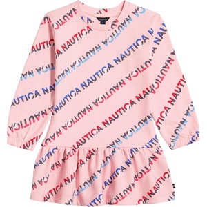 image:imageNautica Girls Long Sleeve Fleece Sweatshirt DressCoral Logo