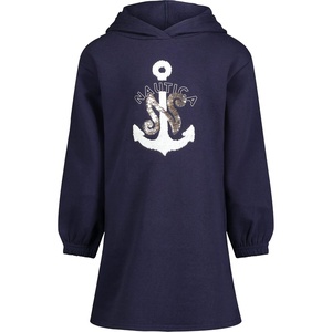 image:imageNautica Girls Long Sleeve Fleece Sweatshirt DressPeacoat Sequin