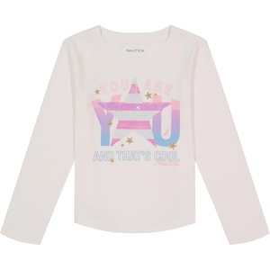 image:imageNautica Girls Long Sleeve Graphic TShirtBright White Star