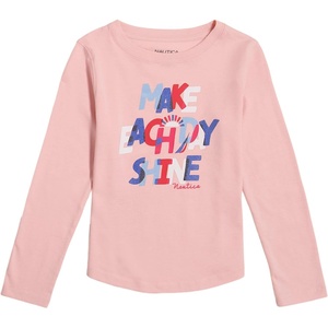 image:imageNautica Girls Long Sleeve Graphic TShirtCoral Blush Shine